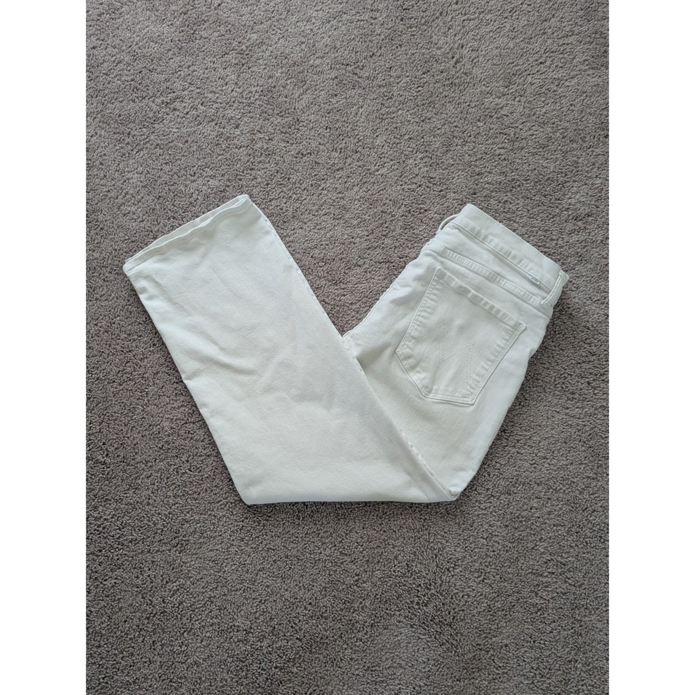 Mother The Rambler Zip Ankle Jeans Size 34 (Fits 33x27) White Straight Leg Fit